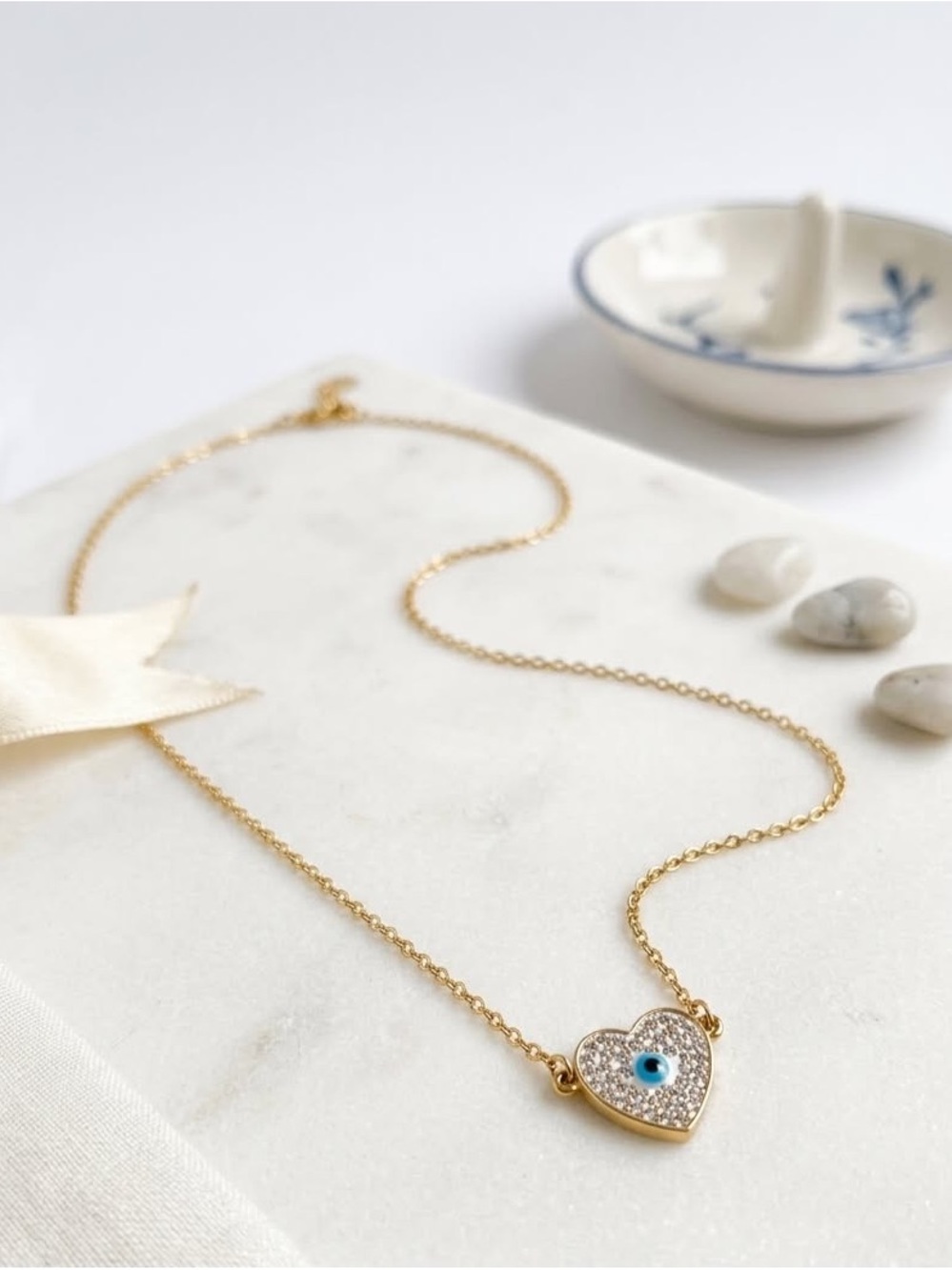 ✨COMING SOON ✨NEW ARRIVAL ✨Gold Heart Evil Eye Pendant Necklace - Women Jewelry